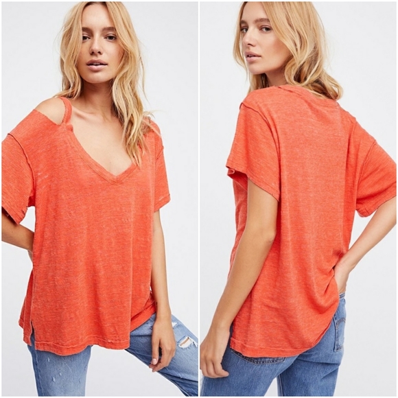 Free People Tops - 🎀Host Pick🎀FREE PEOPLE Orange Surf's Up Tee